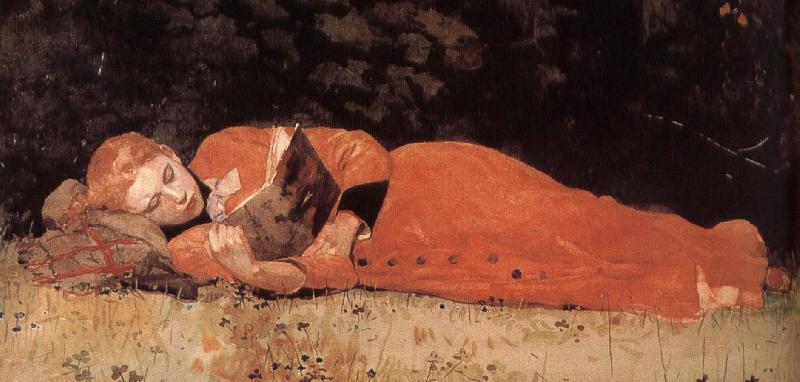 Winslow Homer The new novel readers Norge oil painting art